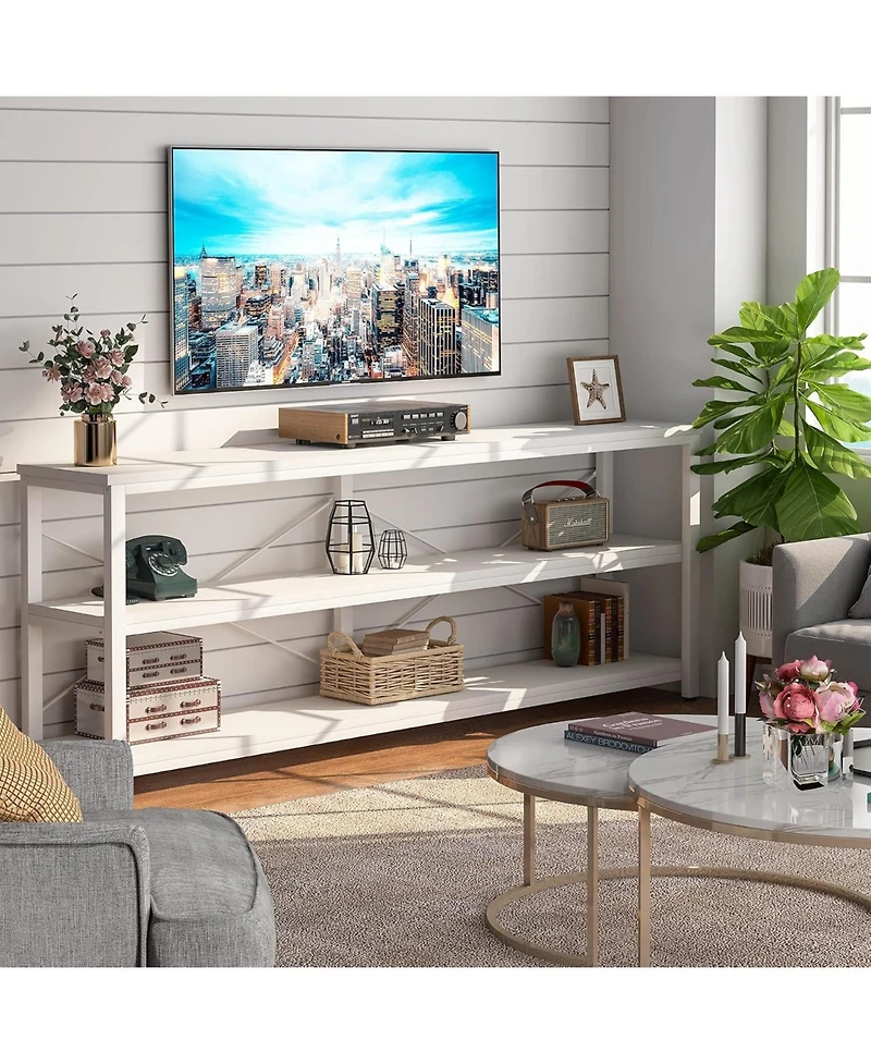 Tribesigns 71" Sofa Tables,Extra Long Couch Table, Narrow Long Console Table, Entryway Table,Sofa Table with 3 Tiers Storage Shelves