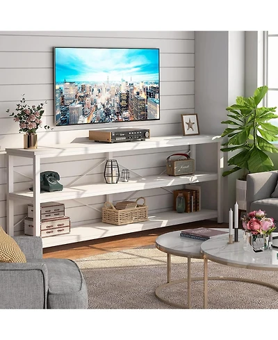 Tribesigns 71" Sofa Tables,Extra Long Couch Table, Narrow Long Console Table, Entryway Table,Sofa Table with 3 Tiers Storage Shelves