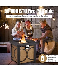 Skonyon 28 Inch 50000 Btu Outdoor Square Fire Pit Table with Cover