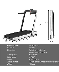 4.75HP 2 In 1 Folding Treadmill with Remote App Control-White
