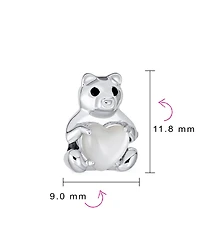 Bling Jewelry Stuff Animal Teddy Bear Charm Bead Daughter Sterling Silver Mop Heart Accent Fits European Bracelet