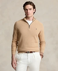 Polo Ralph Lauren Men's Mesh-Knit Cotton Quarter-Zip Sweater