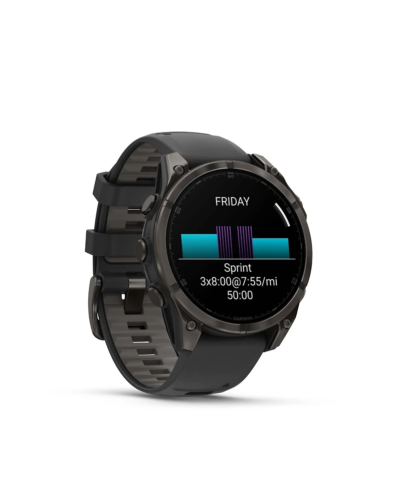 Garmin fenix 8 47mm, Amoled, Outdoor & Fitness Gps Smartwatch, Saphire, Carbon Gray Titanium Black, Black/Pebble Gray Band