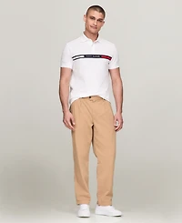 Tommy Hilfiger Men's Short Sleeve Embroidered Chest Stripe Polo Shirt