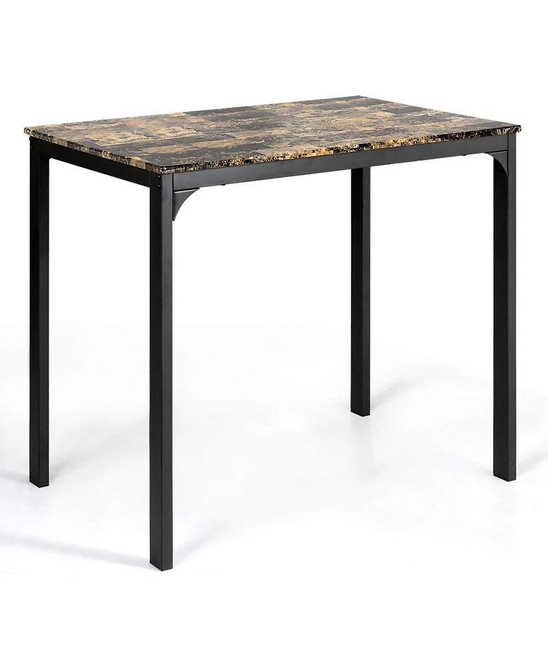 Sugift 3 Pieces Dining Table Set with Faux Marble Tabletop and 2 Chairs