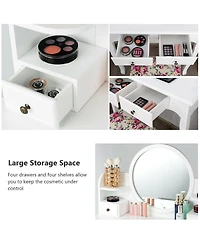 Sugift Makeup Vanity Table Set with 360° Pivoted Round Mirror