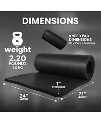 BalanceFrom Fitness 1" Extra Thick Yoga Mat w/Knee Pad and Carrying Strap, Black