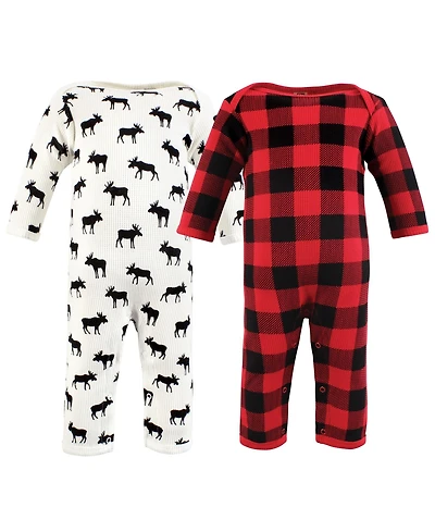 Hudson Baby Boys Thermal Coveralls 2pk, Football, 18-24 Months
