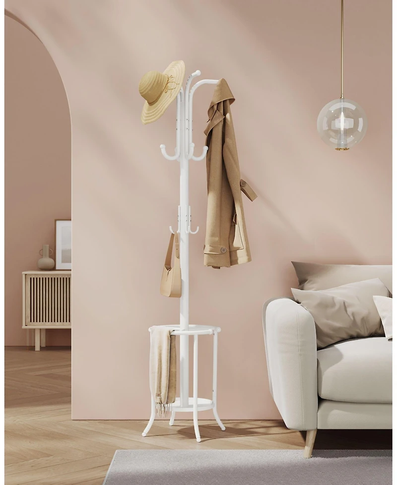 Slickblue Freestanding Metal Coat Rack in Pearl White – Elegant and Functional Entryway Accessory