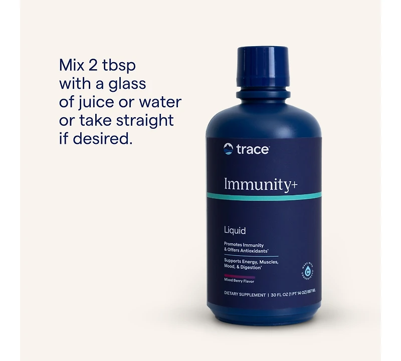 Trace Minerals Liquid Immunity+ with Elderberry, Zinc, Vitamins C & D, Ionic Fast Absorbing, Sugar Free Immune Support, Gluten Free | Mixed Berry | 30