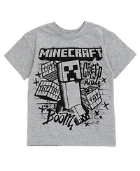 Minecraft Boys Creeper Skeleton Zombie Enderman Graphic T-Shirt and Mesh Shorts Outfit Set to