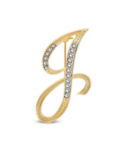 Bling Jewelry Large Statement Abc Pave Crystal Letters Initial Scarf Lapel Pin Brooch Yellow Gold Plated