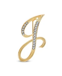 Bling Jewelry Large Statement Abc Pave Crystal Letters Initial Scarf Lapel Pin Brooch Yellow Gold Plated