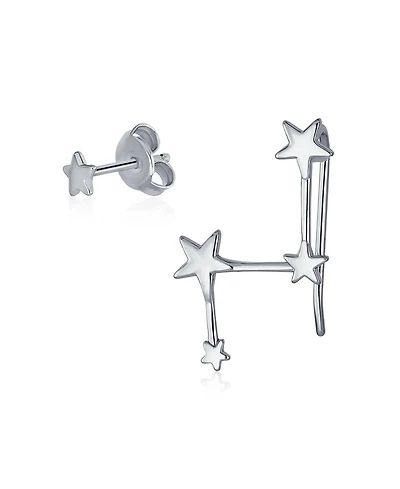 Bling Jewelry Minimalist Delicate Trendy Petite Celestial Astrology Constellation Shinning North Star Stud Earrings 14K Gold Plated .925 Sterling Silv
