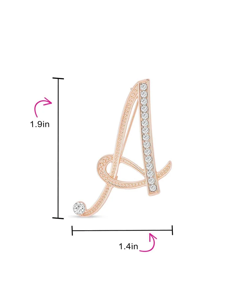 Bling Jewelry Large Statement Abc Pave Crystal Letters Alphabet Initial Scarf Lapel Pin Brooch Rose Gold Plated