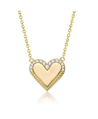14K Gold Plated Cubic Zirconia Heart Pendant Necklace
