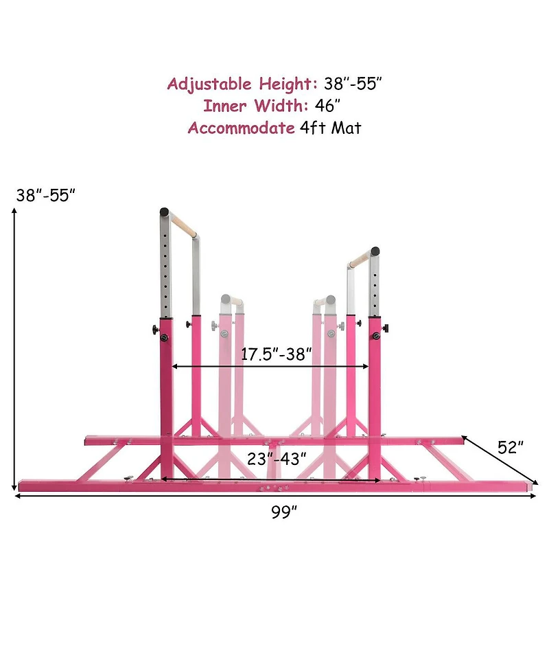 Adjustable Kids Double Horizontal Bars Gymnastic Training Parallel Bars