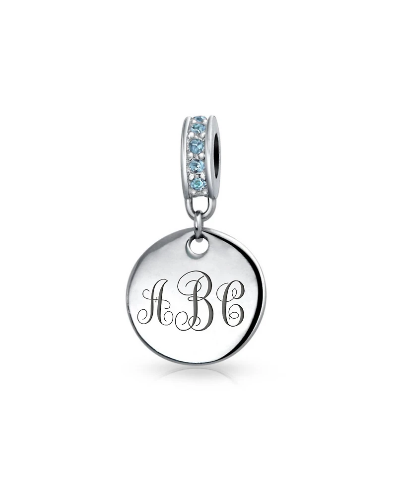 Bling Jewelry .925 Sterling Silver Yellow Topaz Crystal Accent Bale Circle Disc Shape Dangle Charm Bead