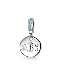 Bling Jewelry .925 Sterling Silver Yellow Topaz Crystal Accent Bale Circle Disc Shape Dangle Charm Bead