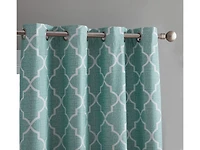 Kate Aurora 2 Piece 100% Full Blackout Trellis Grommet Top Window Curtain Panels