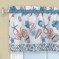 Kate Aurora Coastal Living Nantucket Seashells Complete Kitchen Curtain Tier & Valance Set