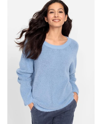 Olsen Women's Boat Neck Feather Yarn Sweater