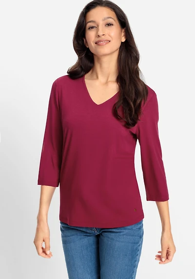Olsen Women's Viscose Blend V-Neck T-Shirt