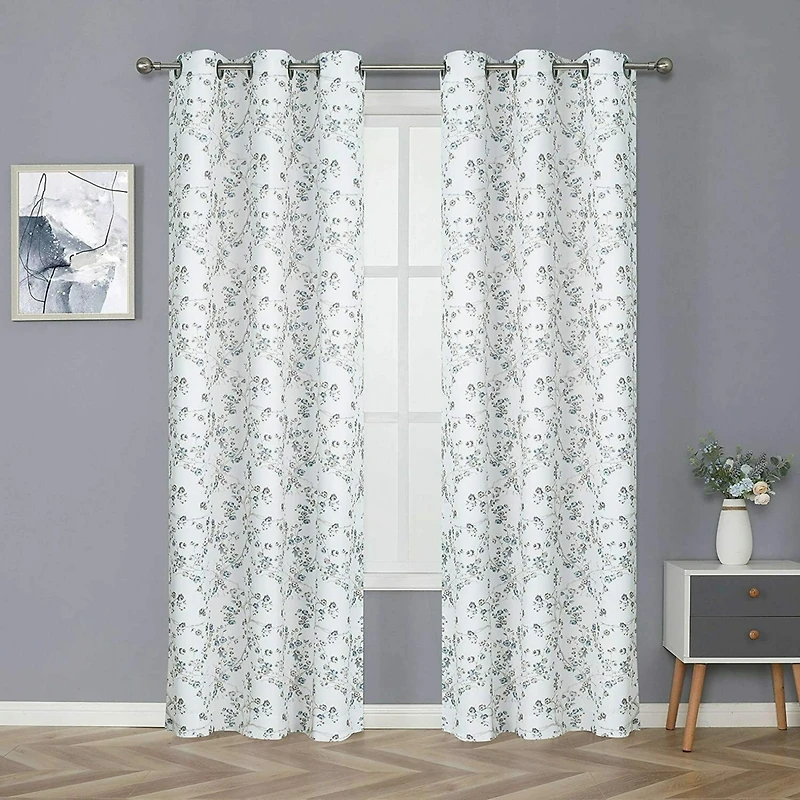 Kate Aurora 2 Pack Shabby Chic Grommet Top Floral Cherry Blossom Curtain Panels
