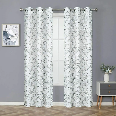 Kate Aurora 2 Pack Shabby Chic Grommet Top Floral Cherry Blossom Curtain Panels