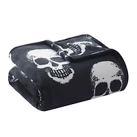 Kate Aurora Oversized Halloween Spooky Skeleton Skulls Plush Fleece Throw Accent Blanket - 50 in. W x 70 in. L
