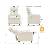 Yaheetech Adjustable Modern Single Boucle Recliner Chair Sofa with Pocket Springs Ivory