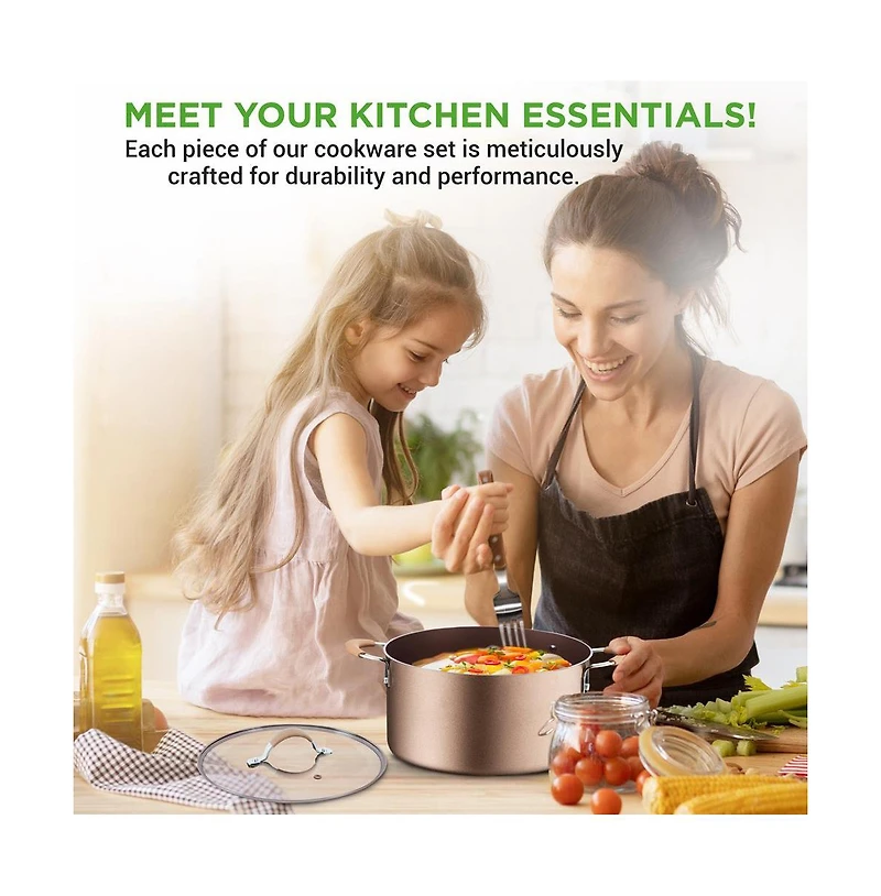 NutriChef Kitchenware Pots & Pans Set – High qualified Basic Kitchen Cookware Set, Non-Stick (14-Piece Set)