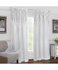 Kate Aurora Traditional Home 2 Pack Double Layered Embroidered Floral Sheer Curtains