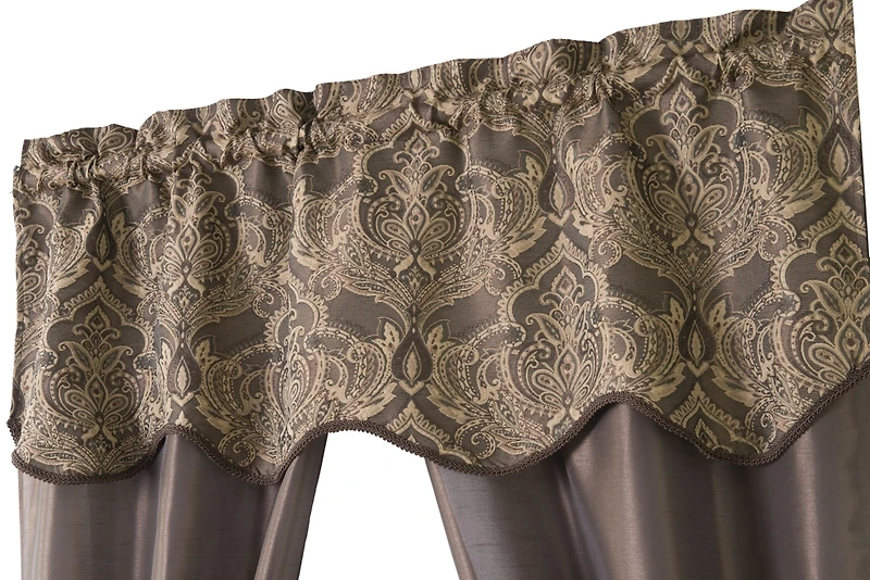 Kate Aurora 5 Piece Sheer Curtain & Valance Set - 52 in. W x 84 L, Brown