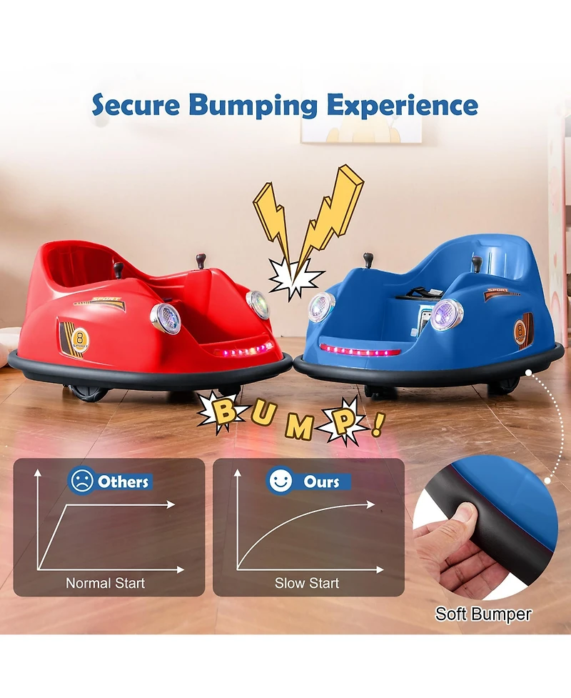 Gymax 12V Electric Kids Ride on Bumper Car Battery Powered Bumping w/ Remote Control Pink