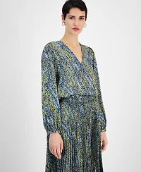 Boss Orange Women's Printed V-Neck Long-Sleeve Blouse