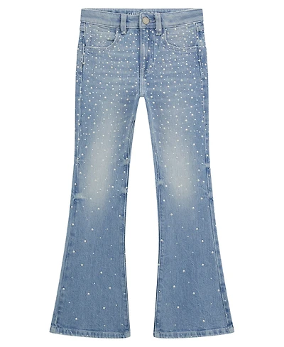 Guess Big Girls Denim Flare with All-Over Heat Seal Pearls Pants