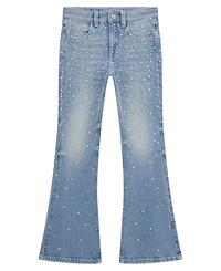 Guess Big Girls Denim Flare with All-Over Heat Seal Pearls Pants
