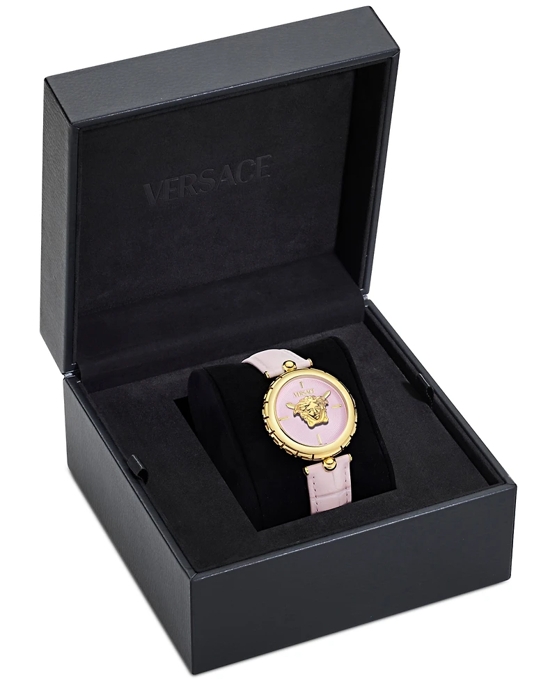 Versace Women's Swiss Medusa Heritage Pink Leather Strap Watch 38mm
