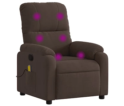 vidaXL Massage Recliner Chair Brown Microfiber Fabric