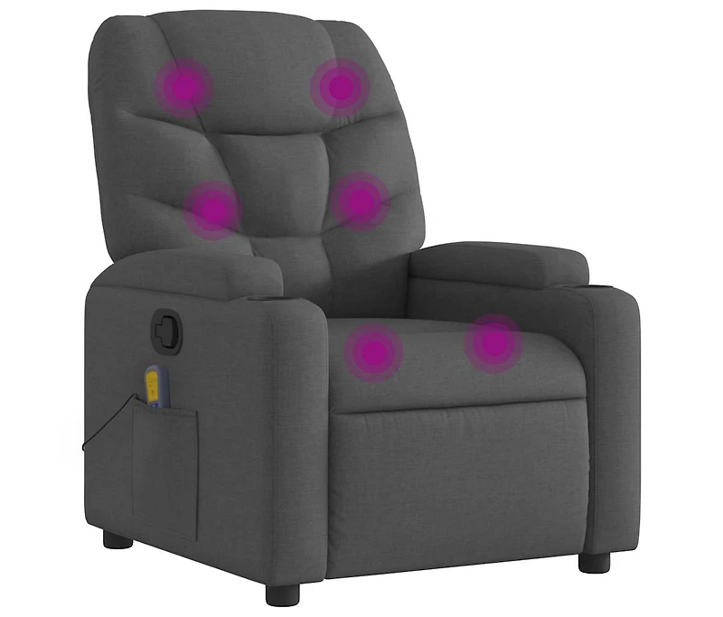 Massage Recliner Chair Dark Gray Fabric