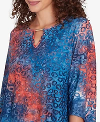 Ruby Rd. Petite Scoop Neck Jacquard Knit Top with Bar Detail
