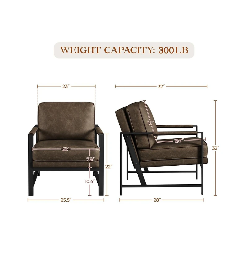 Yaheetech Retro Upholstered Lounge Chair Accent