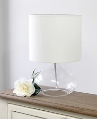 Simple Designs Glass Raindrop Table Lamp with Fabric Shade