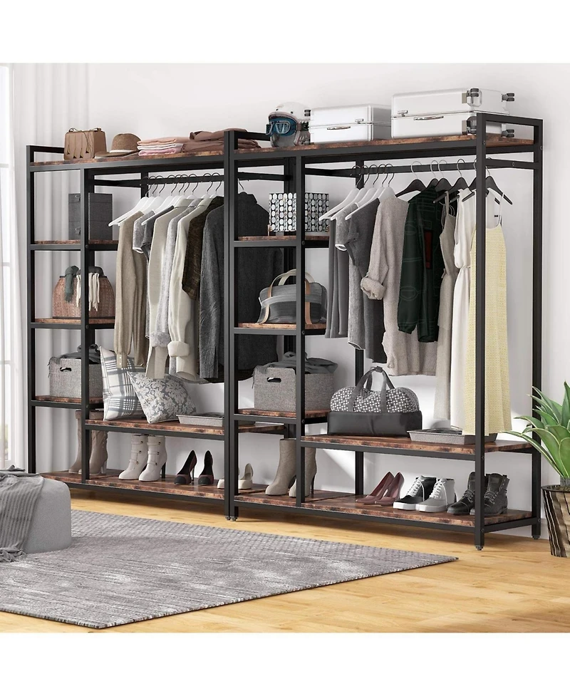 Tribesigns Free-standing Closet Organizer, Heavy Duty Clothes Closet, Portable Garment Rack with 6 Shelves and Hanging rod