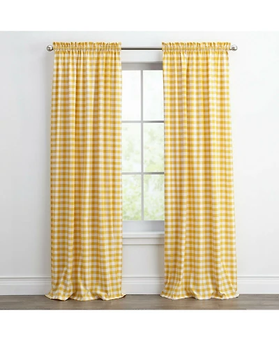Kate Aurora Country Farmhouse Buffalo Check Plaid Gingham Single Window Curtain