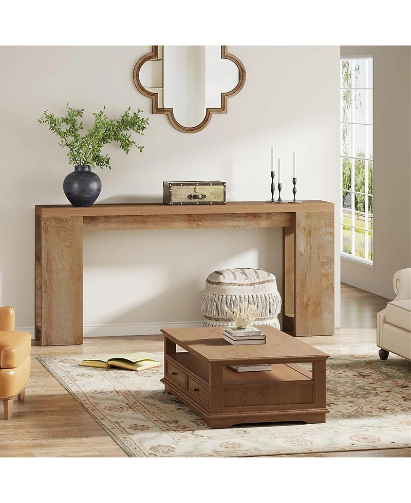 Tribesigns 70.9-Inch Extra Long Console Table, Farmhouse Wood Sofa Table Behind Couch, Narrow Entryway Accent Table, Light Oak Brown