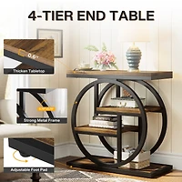 Tribesigns End Table for Living Room, 4-Tier Narrow Side Table with Storage Shelves, Industrial Bedside Table for Bedroom, Wood Small Sofa Side Table