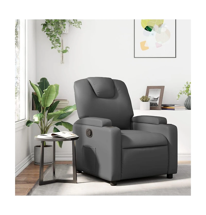 vidaXL Recliner Chair Gray Faux Leather