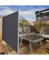 Sugift 118.5 x 63 Inch Patio Retractable Folding Side Awning Screen Privacy Divider